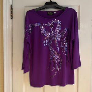 Bob Mackie top 3/4 length sleeve